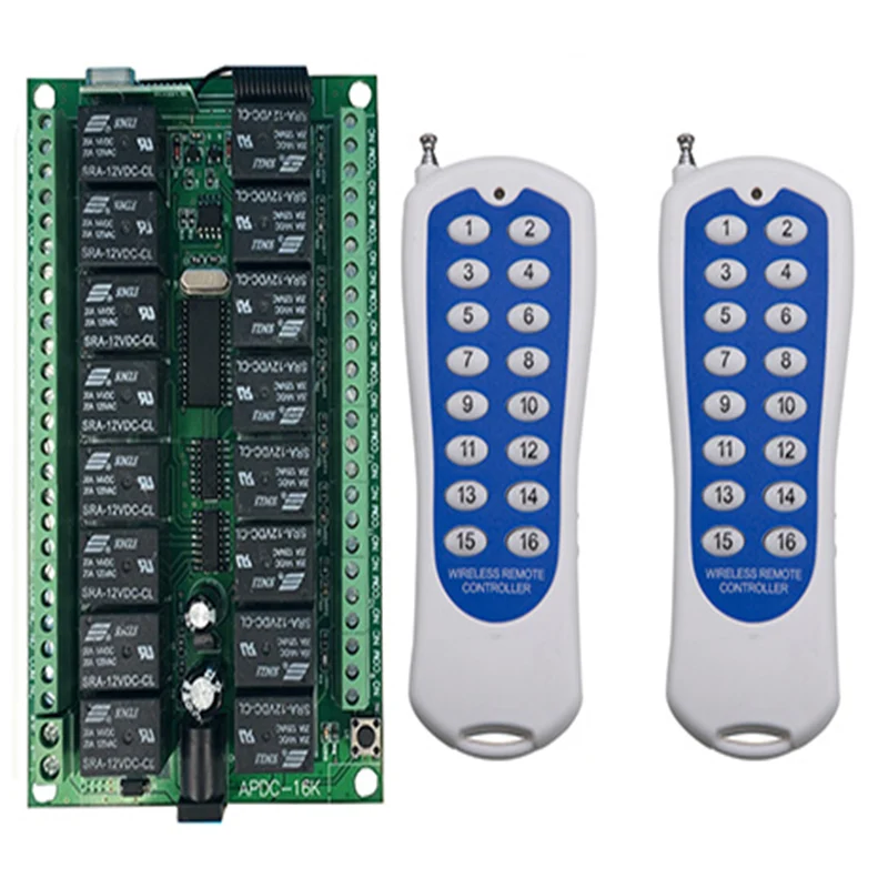 1000 м дальнего действия DC12V 16CH радиоконтроллер RF беспроводной пульт