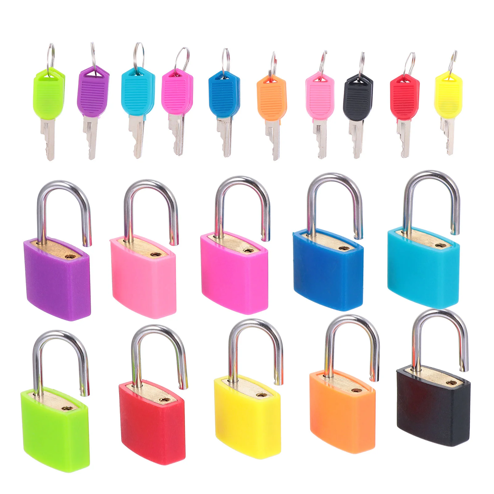 

10 Pcs Padlock Mini Suitcase Cabinet Rustproof Key Lovely Luggage Hanging Copper Colorful Locks Travel Multi-functional