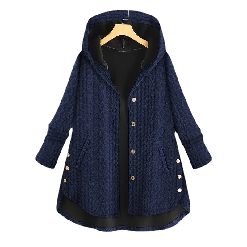 

Осенне-зимнее Новое Женское хлопковое пальто с капюшоном, однобортное пальто средней длины с длинным рукавом и принтом, женская одежда