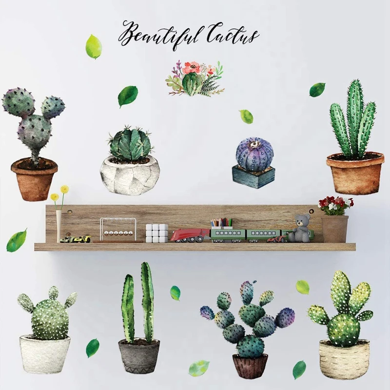 Декоративные настенные Стикеры с кактусами креативные наклейки на стену для