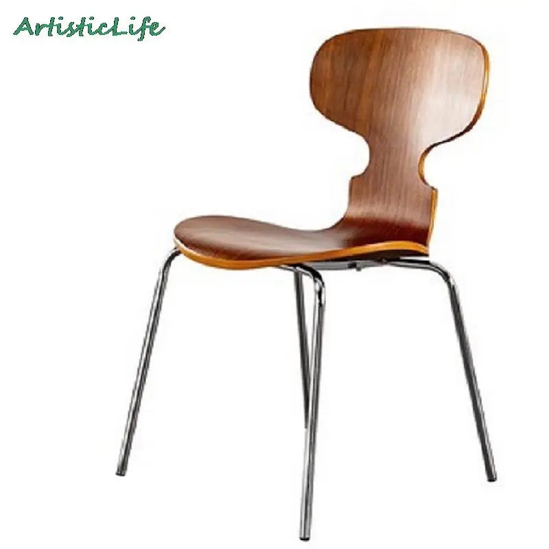 

Artistic-Life Nordic dining chair design chair master bending armless iron creative computer chair Free shipping
