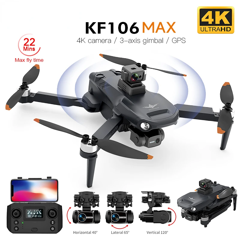 

Профессиональный Квадрокоптер KF106 MAX 4K, HD камера, GPS, Wi-Fi, 3-осевой стабилизатор, безщеточный мотор для предотвращения препятствий VS KF102