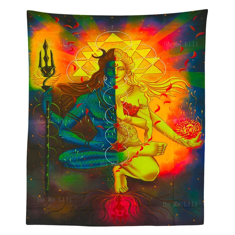 

Lord Shiva And Shakti Spiritual Chakra Healing Meditational Powerful Painting Wall Hanging Tapestry By Ho Me Lili