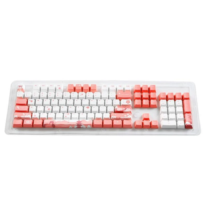 

Непрозрачный колпачок для ключей Sublimation-Sakura PBT, индивидуальный колпачок для ключей 108, перекрестная технология колпачка для ключей X