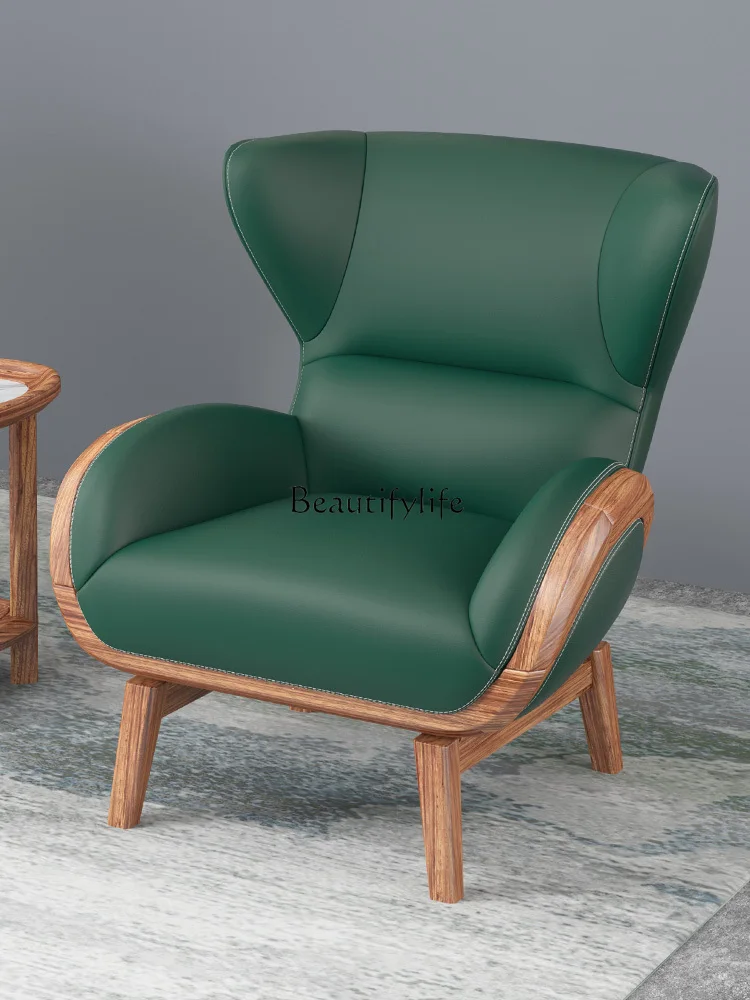 Простой современный кожаный диван из дерева Ugyen новое китайское вращающееся