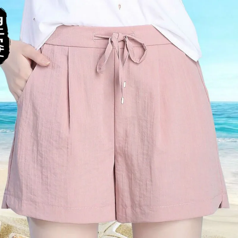 

Шорты женские летние из хлопка и льна с высокой талией, размеры до 4xl