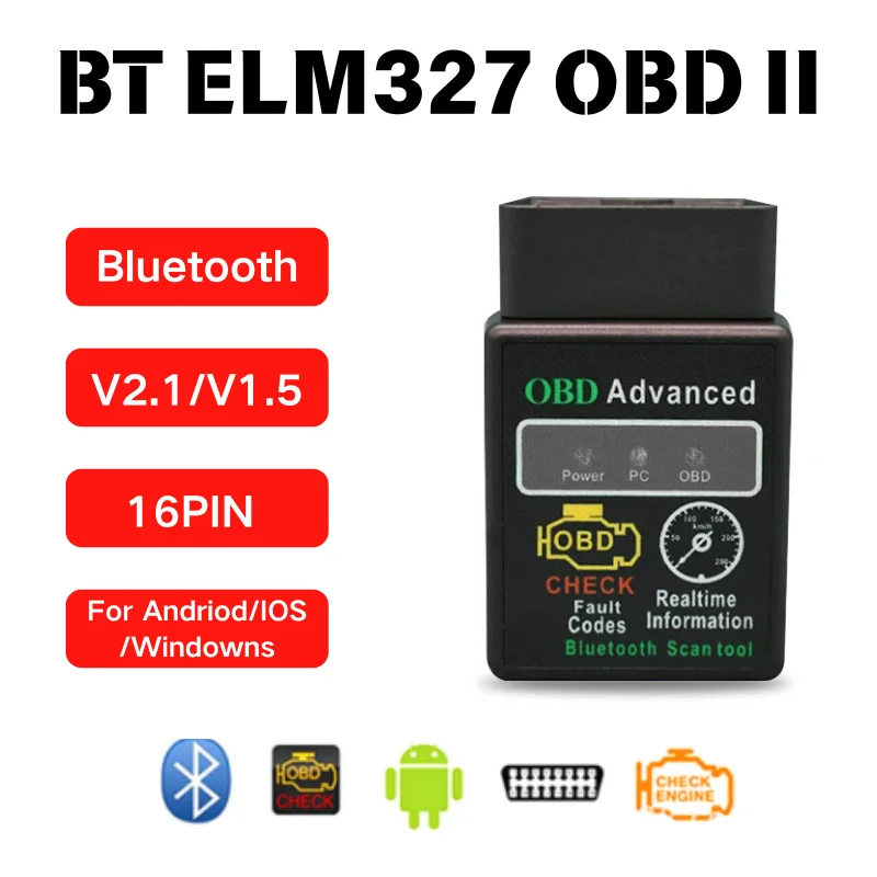 

Мини-сканер ELM327 OBD2 Bluetooth Для Диагностики И Считывания Кодов Неисправностей Для Автомобилей И Мотоциклов V1.5/V2.1