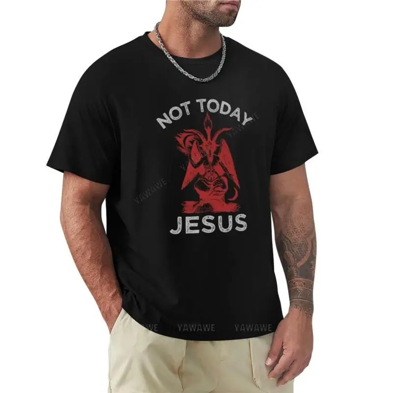 

Не сегодня Иисус! -Сатана, Sigil of Baphomet, забавная металлическая пародия смерти, футболки на заказ, винтажная одежда, мужская футболка