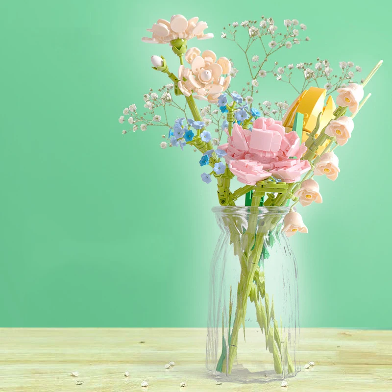 

Flowers Sunflower Building Block Bouquet Small Particles Compatible with Other Building Blocks Assembled Flower Children's Day