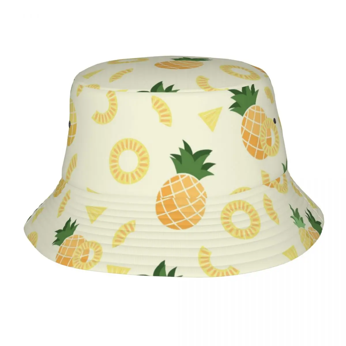 

Cute Yellow Pineapple Pattern Bob Hat Travel Headwear Stuff Fishing Hat for Hiking Women Irish Country Hat Lightweight