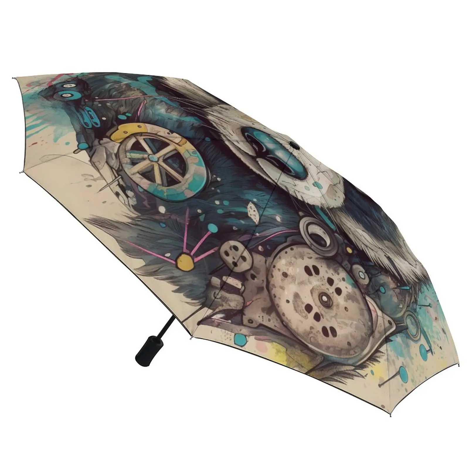 

Автоматический зонт в виде панды, Складывающийся в 3 раза, с рисунком реализма, солнца, дождя, из углеродного волокна, для мужчин и женщин