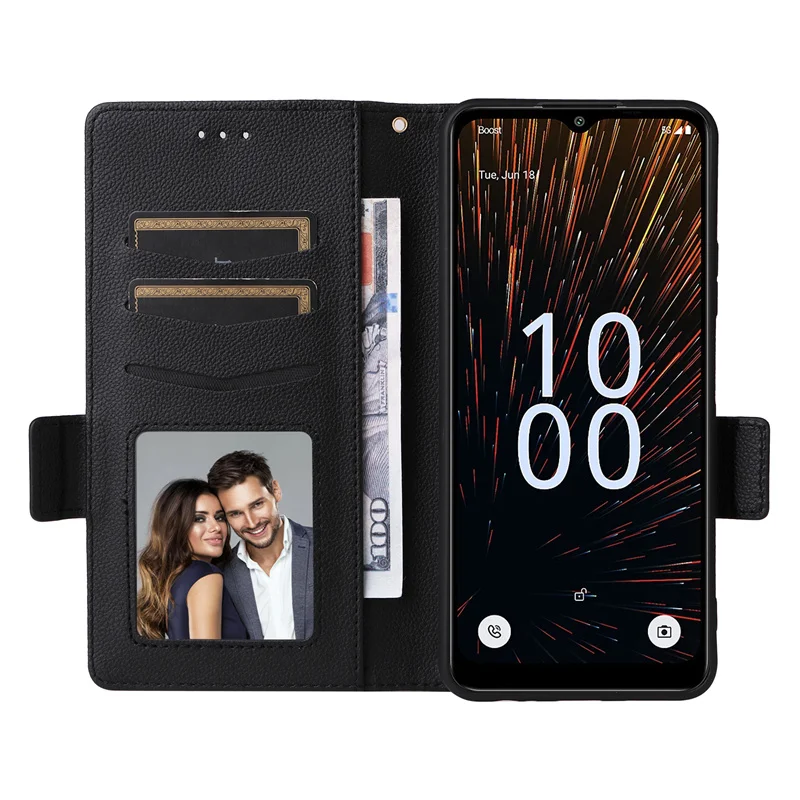 Для Boost Mobile Celero 5G SC Чехол-кошелек с боковой пряжкой и подвесной веревкой для