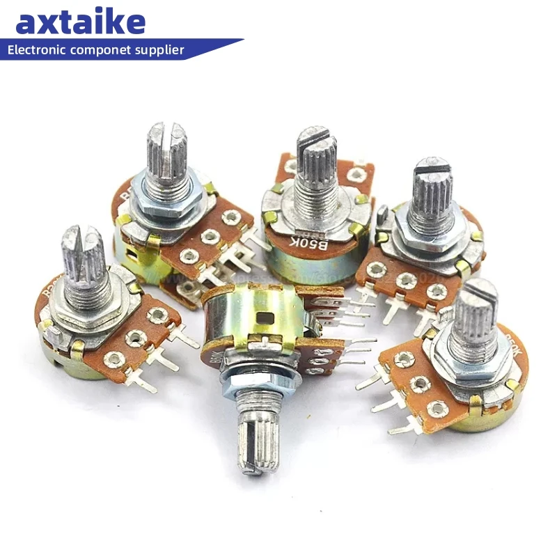 

5PCS WH148 3/6pin 5K 10K 50K Linear Potentiometer L15mm Shaft With Nuts And Washers B1K B2K B5K B10K B20K B50K B100K B500K B1M