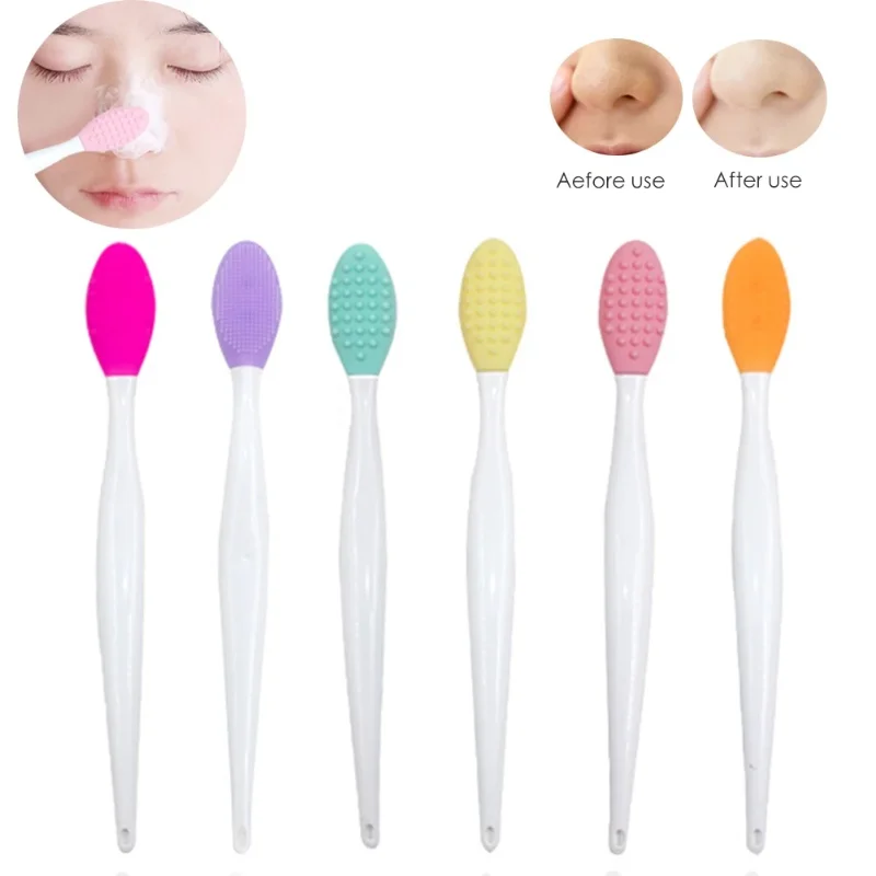 

Skin Care Lip Exfoliating Facial Cleansing Face Scrub Nose Clean Brush Blackhead Remove Silicone Double-Sided Skin Care Tool