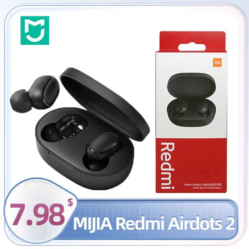 

Original MIJIA Xiaomi Redmi Airdots 2 TWS True Wireless Bluetooth Headphones 5.0 Noise Reductio Stereo Bass Earphones with Mic