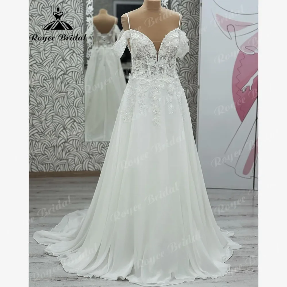 Винтажное кружевное женское свадебное платье на тонких бретельках с цветочным