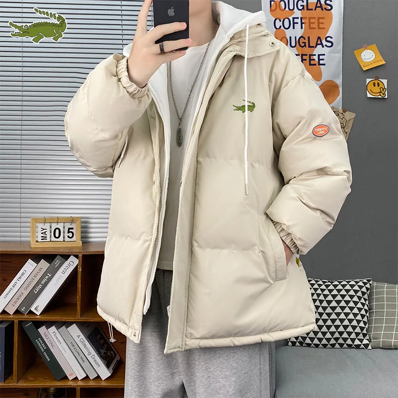 Cartelo brand 2022 winter men's cotton clothes Hong Kong style ins tide brand fashion loose thickening warm fake two-piece hoode