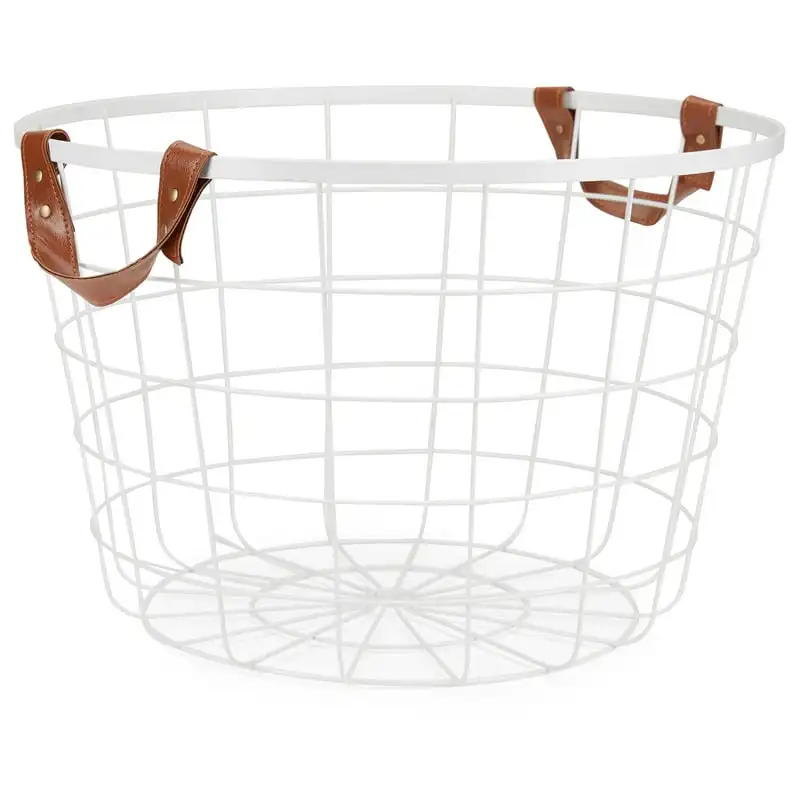 

Round Wire Basket With Handles, White