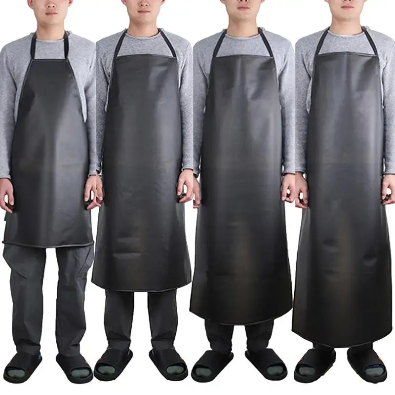 

Leather Kitchen Cooking Apron Chef Apron Waterproof Restaurant Black Fouling Accessories Baking Apron Kitchen Oil-proof Anti