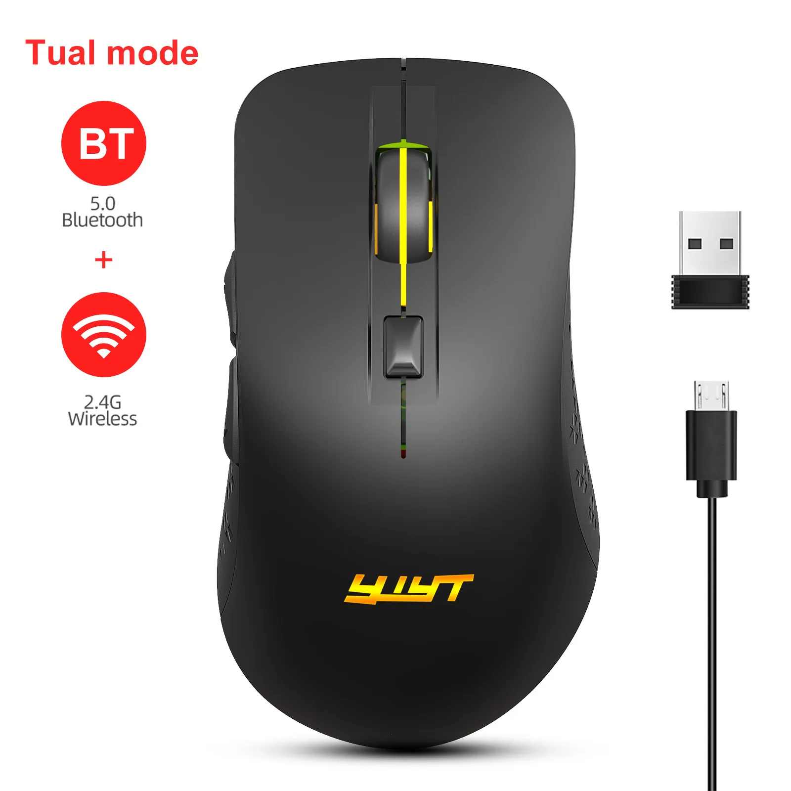 

Беспроводные игровые Bluetooth-режимы, регулируемые двойные 5,1G 2400DPI 2,4, портативные игровые настольные аксессуары для развлечения и офиса