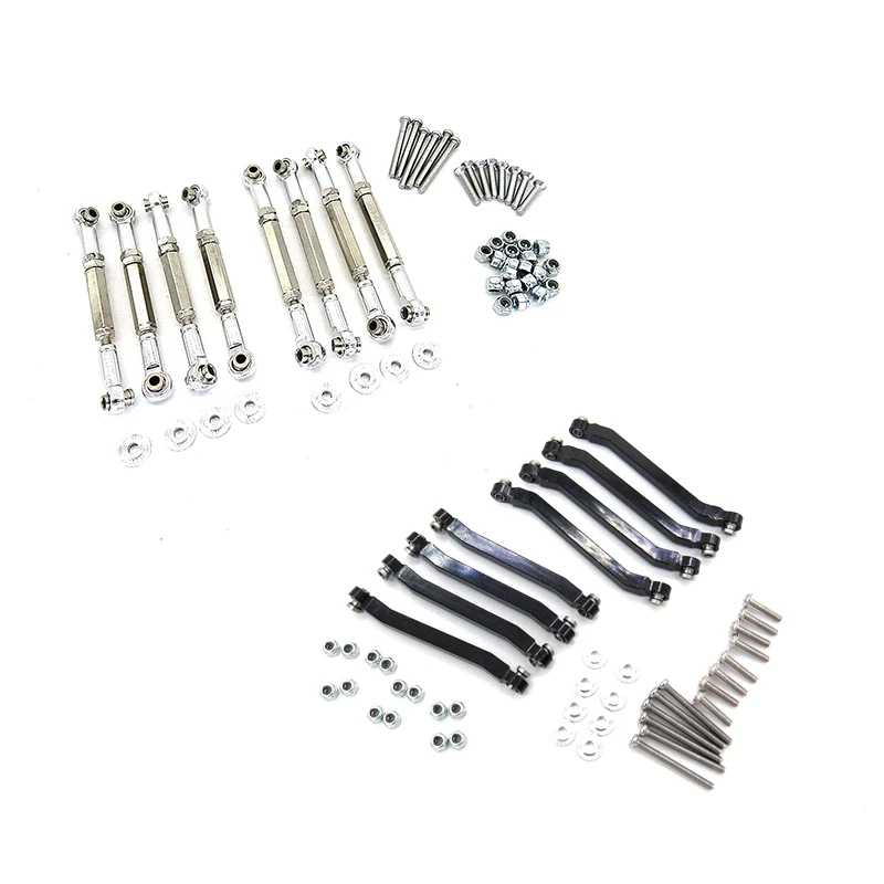 

2 Set Metal Chassis Pull Rods Drag Link Suspension For MN D90 D91 D96 D99 D99S MN90 MN99S 1/12 RC Car,Black & Silver