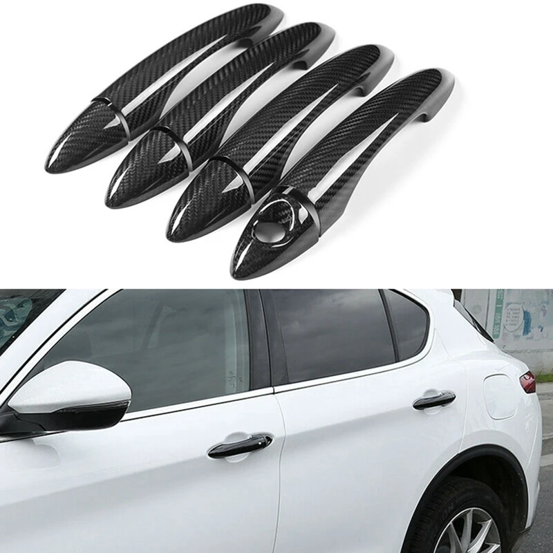 

8Pcs Car Exterior Door Handle Cover Door Handle Cover Trim Trim Stickers For Alfa Romeo Giulia 2017-2020 With Holes