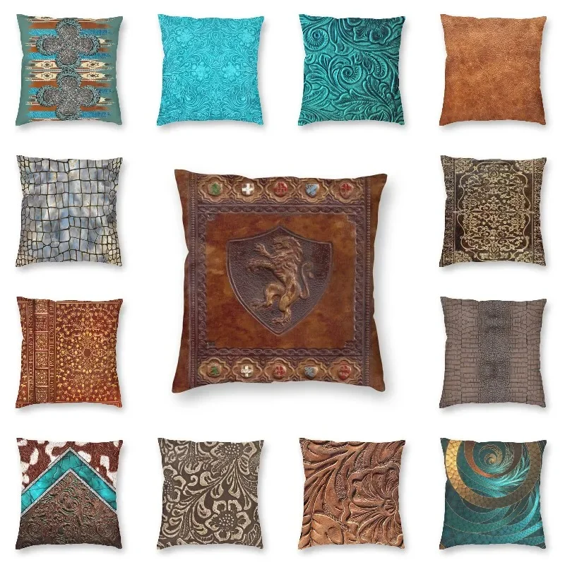 

Кожаный чехол-книжка ручной работы средневековая наволочка для дома декоративные винтажные средневековые подушки с узором декоративная подушка для автомобиля