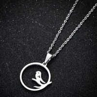 tulx stainless steel necklaces branch bird animal charm pendant chain fashion necklace for women wedding party jewelry