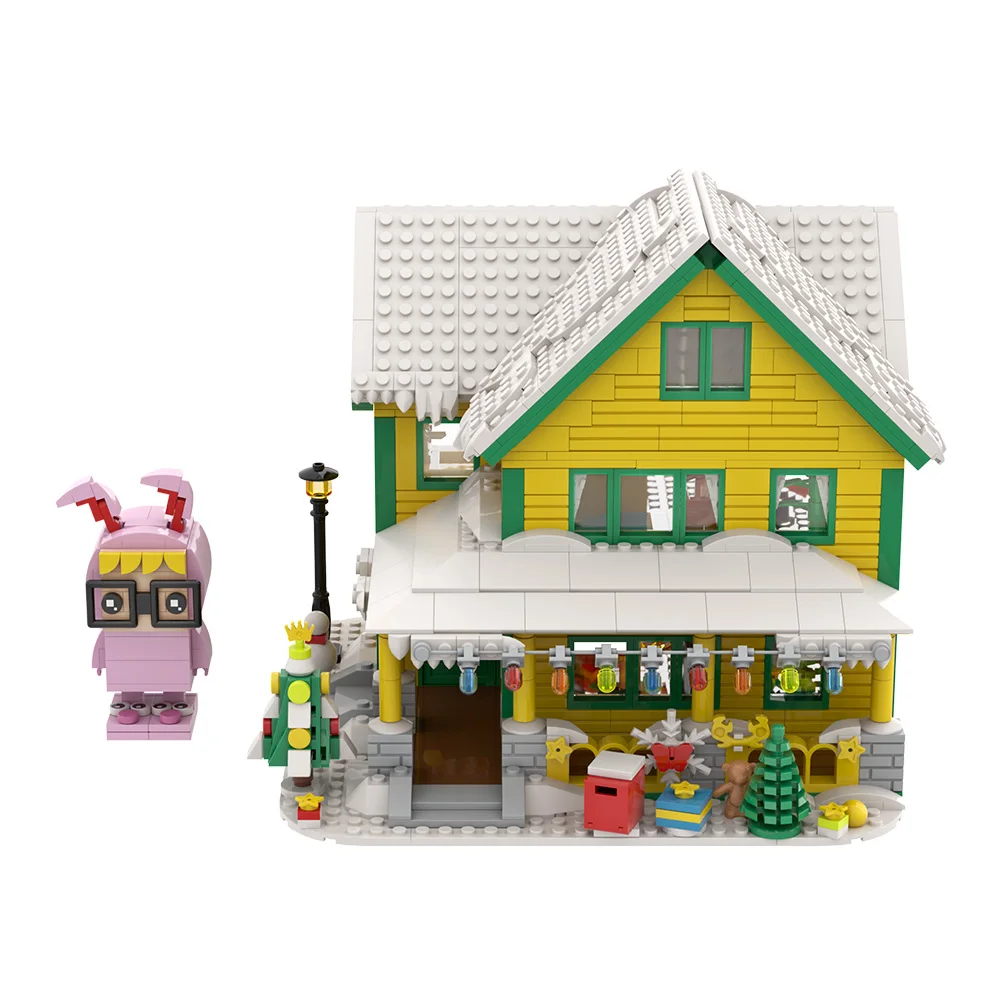 Фото MOC Рождественская история, дом, строительные блоки, сделай сам, креативный зимний снежный дом, роскошная квартира, кирпичные игрушки, рождественские подарки №5