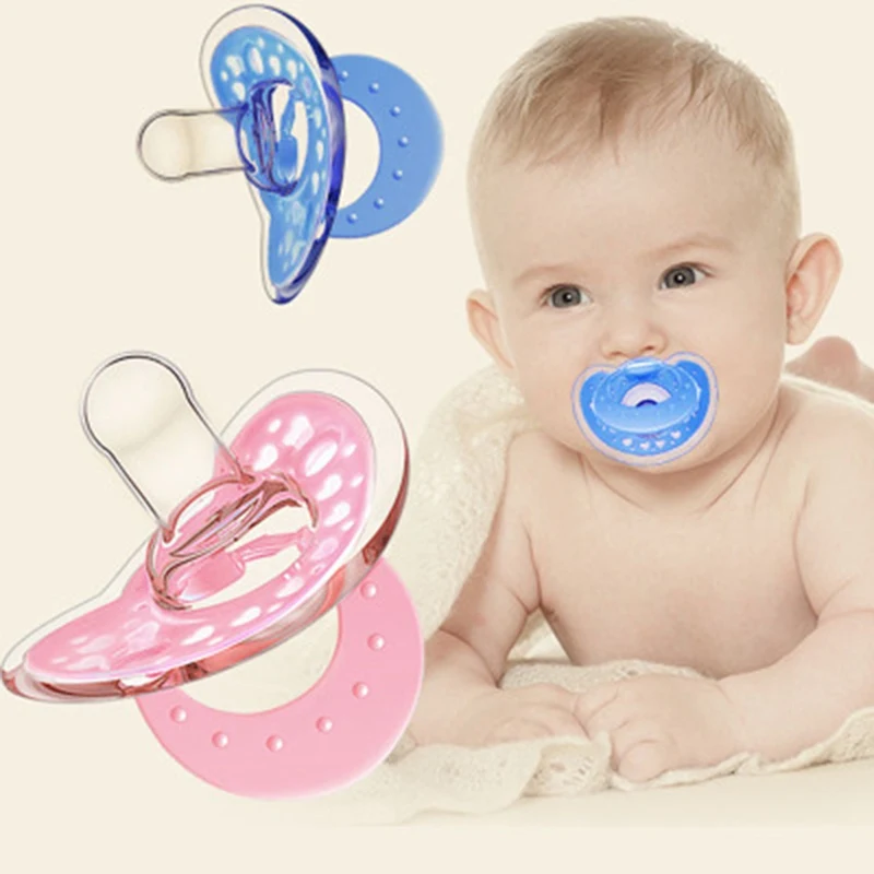 

Baby Silicone Pacifier Soothing Infants Bite Chew Supplies Newborn Comfort Appease Nipple Holder Round Head Pacifiers Soother