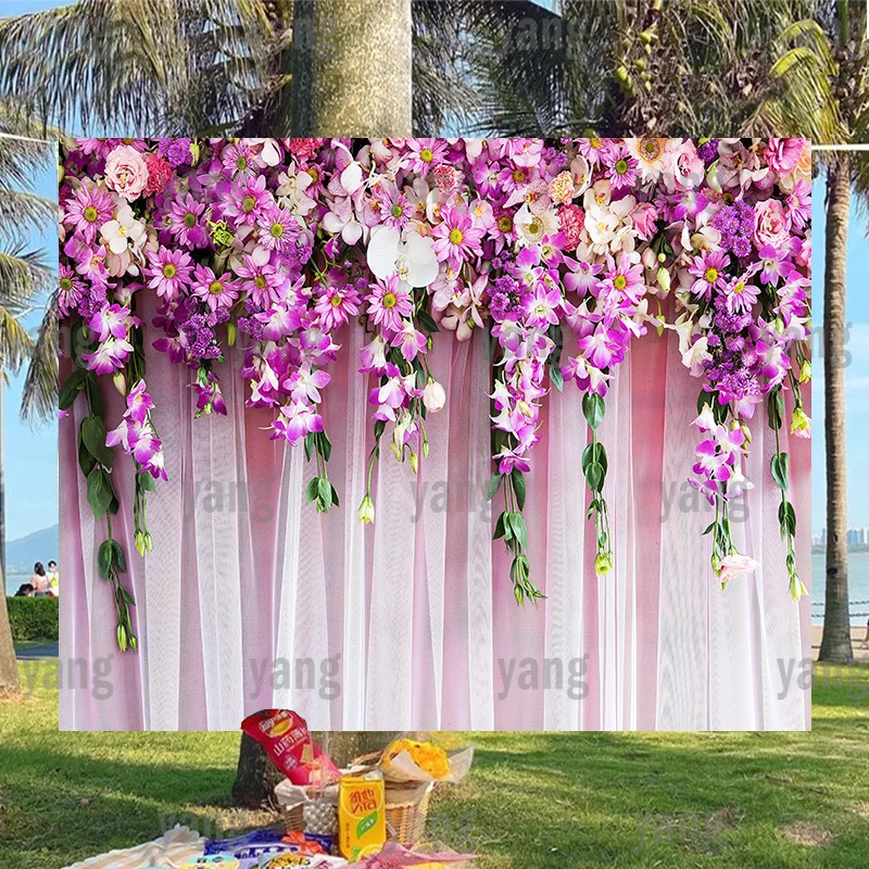 

Custom Artificial Colorful Flower Wall Romantic luxury Wedding Anniversary Children Party Backdrop Photo Backgrounds Decoration