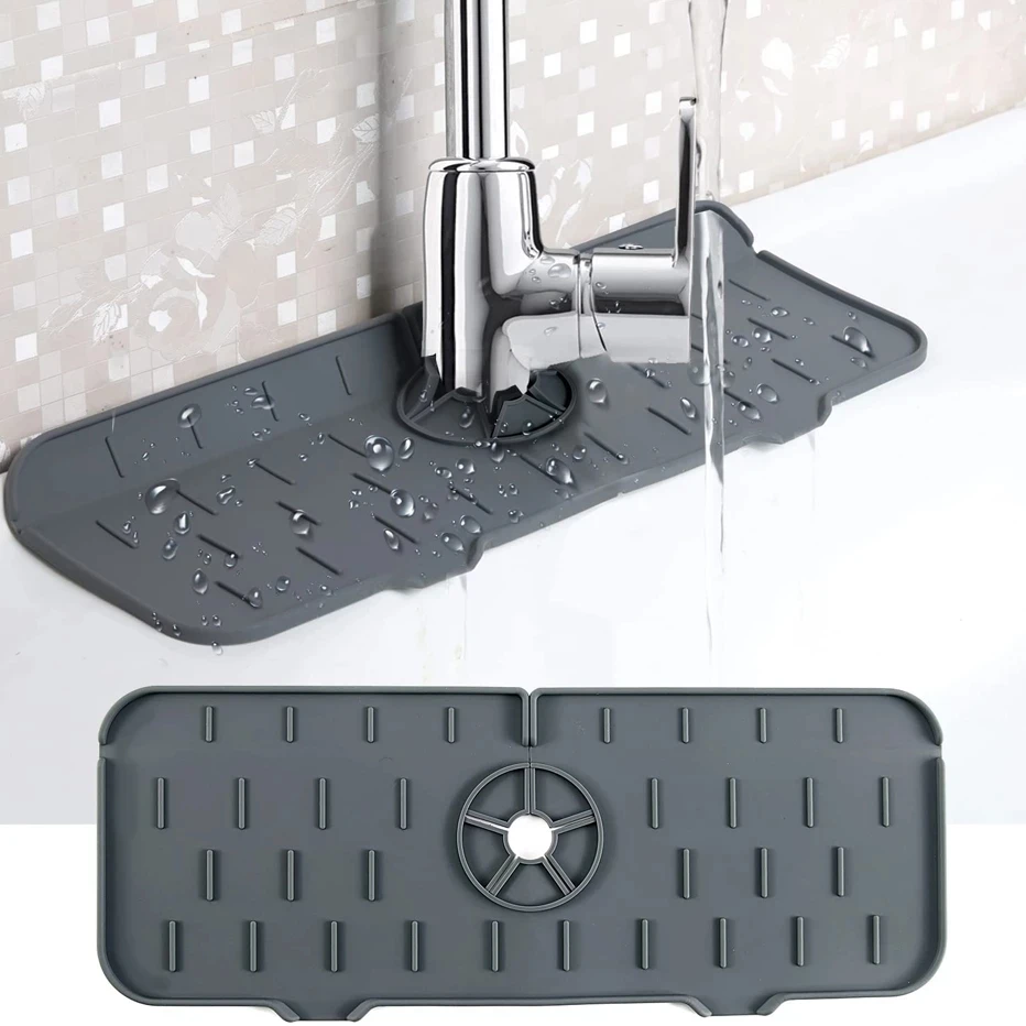 

Kitchen Faucet Absorbent Mat Sink Splash Guard Silicone Faucet Splash Catcher Countertop Protector For Bathroom