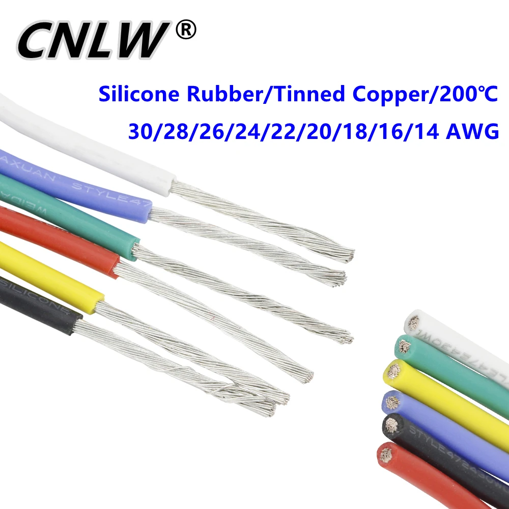 

5 Meters Heat-resistant Cable Wire Soft Silicone Wire UL3239 14AWG 16AWG 18AWG 20AWG 22AWG 24AWG 26AWG 28AWG 30AWG DIY