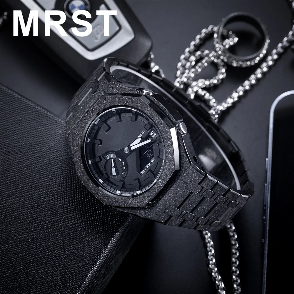 New Color GA2100 GA2110 Frosted Metal Bezel Watchbands Stainless Steel Strap with Modification Accessories Kit