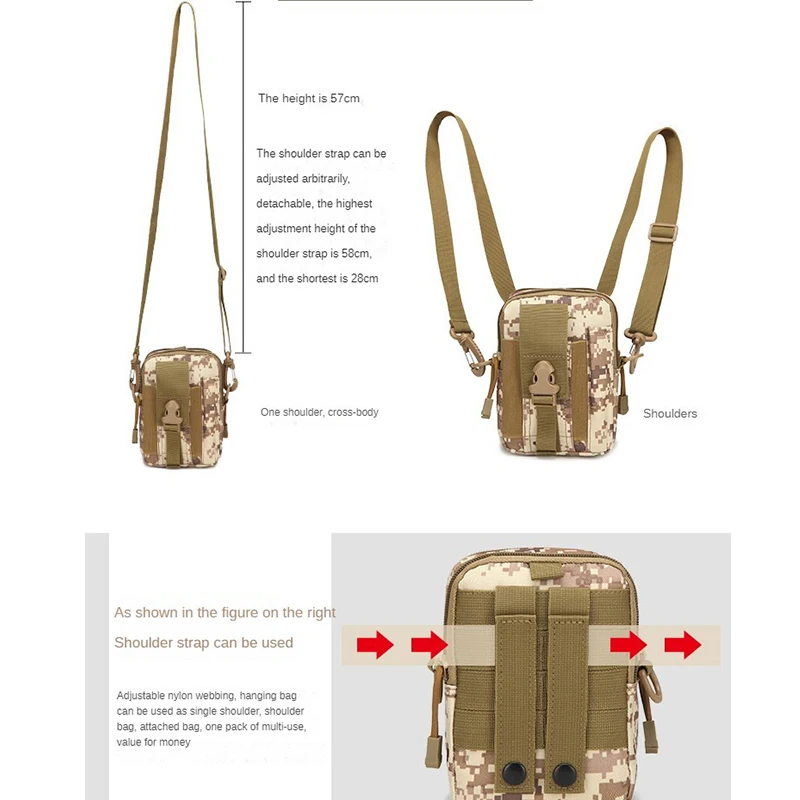 Camouflage Crossbody Bags Outdoor Sling Running Oxford Cellphone Fanny Pack Pouch Waist Bag For Men Unisex