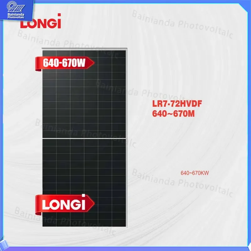 Фото Солнечная панель Longi Class A Hi-MO X10 640W 650W 665W, двусторонняя, с двойным стеклом, монокристаллическая, PERC, PV-модуль, антибликовая, пылезащитная, высококачественная №2