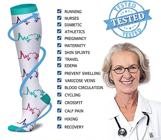 Men Women Socks Compression Socks Elastic Sports Beautiful Leg Nurse Stocking Jogging Climbing Cycling Flight Excercise