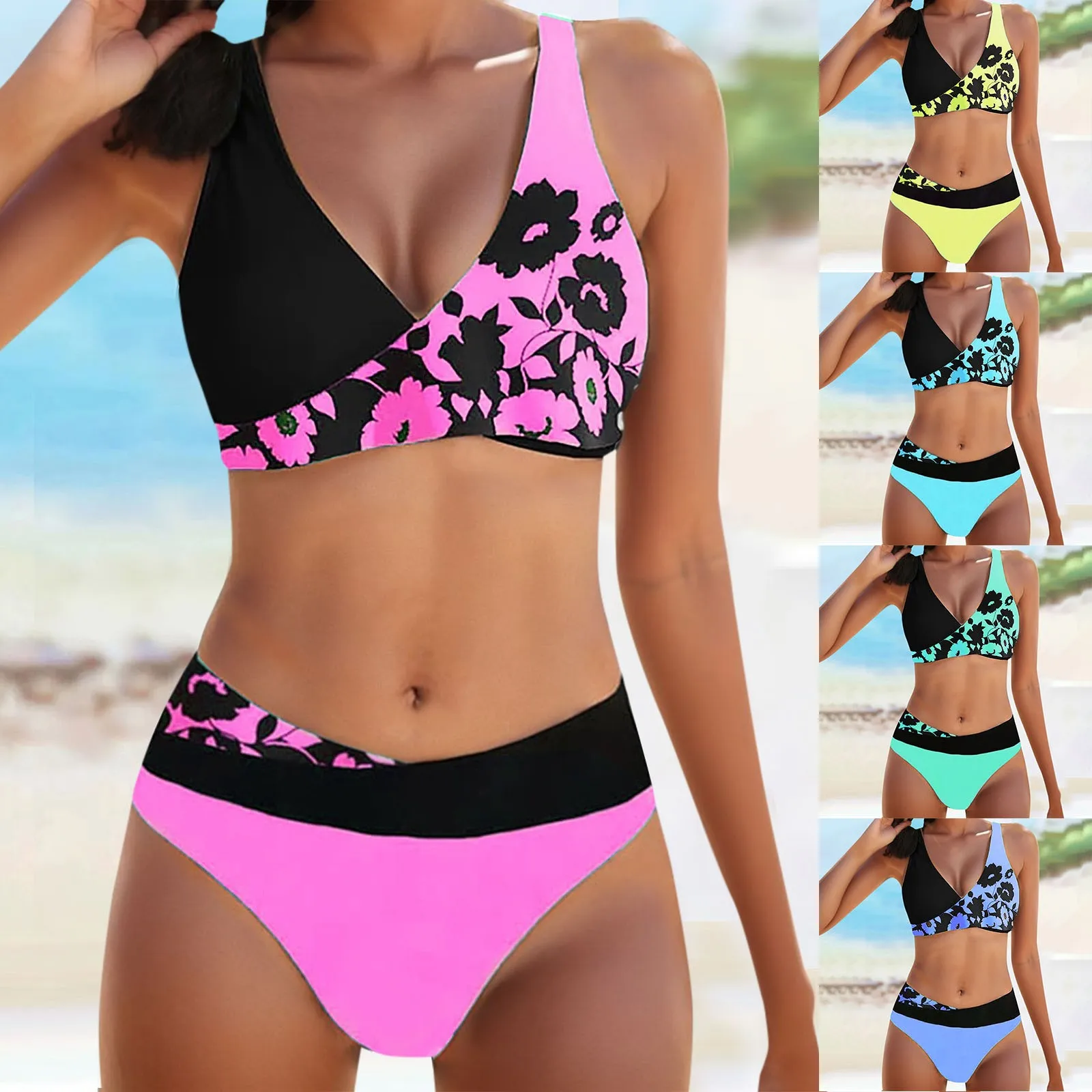 

Sexy Bikinis Two Piece Swimwear Women Circle Long String Multiple Binding Methods Swimsuit Leopard Bandage Set Beachwear