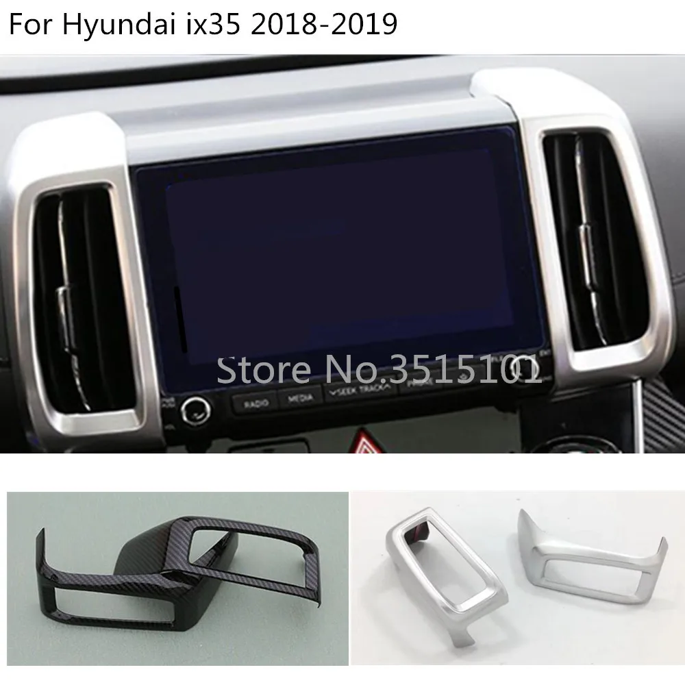 

car ABS chrome Switch vent outlet Middle Dashboard Garnish air condition panel Control trim 2pcs For Hyundai IX35 2018 2019 2020