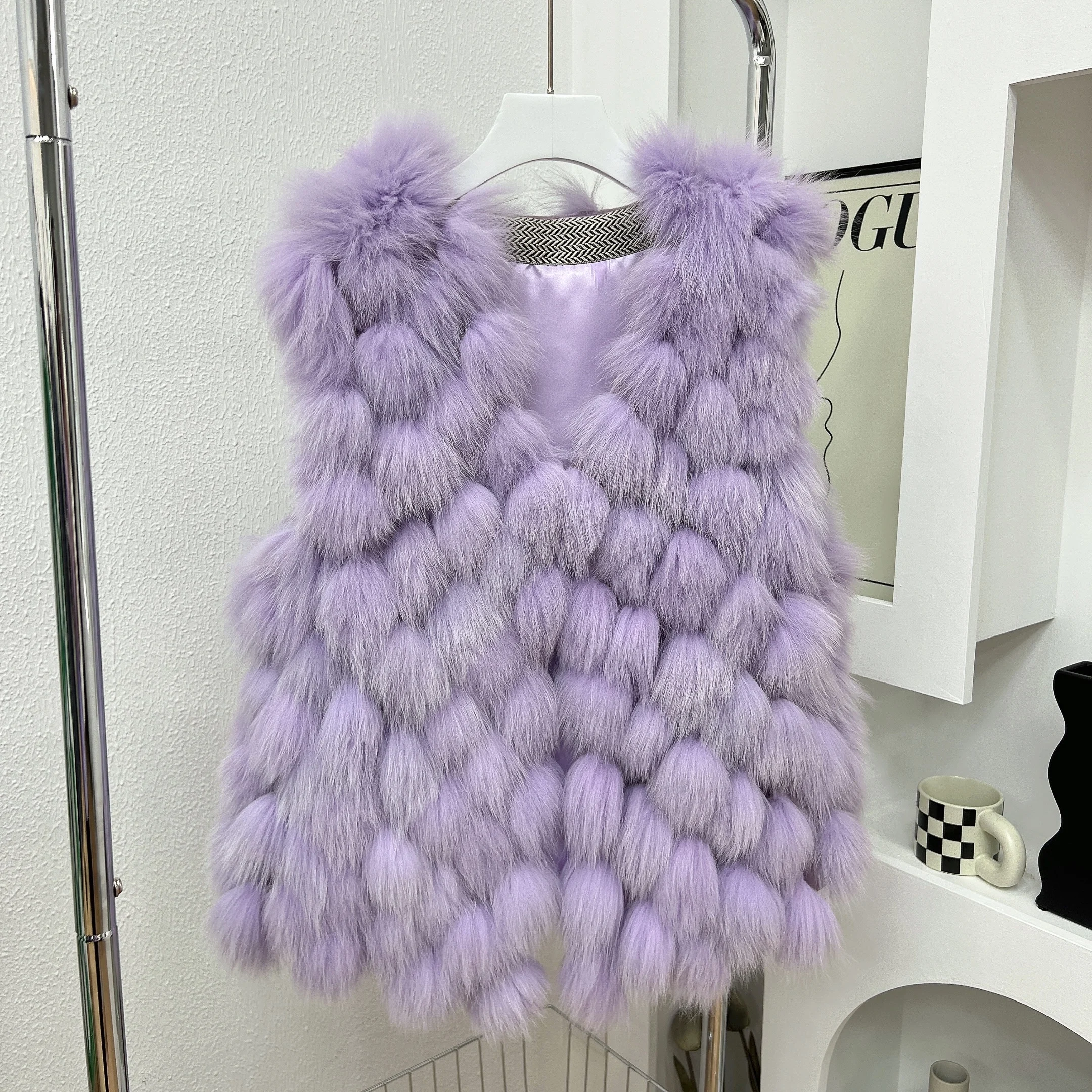 2022 New Fashion Real Fox Fur Vest Women Knitted Sleeveless Fur Gilet Natural Fox Fur Jacket Luxury Coat High Quality Streetwear