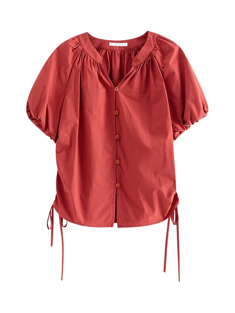 Женский Тонкий Топ с коротким рукавом V-образным вырезом