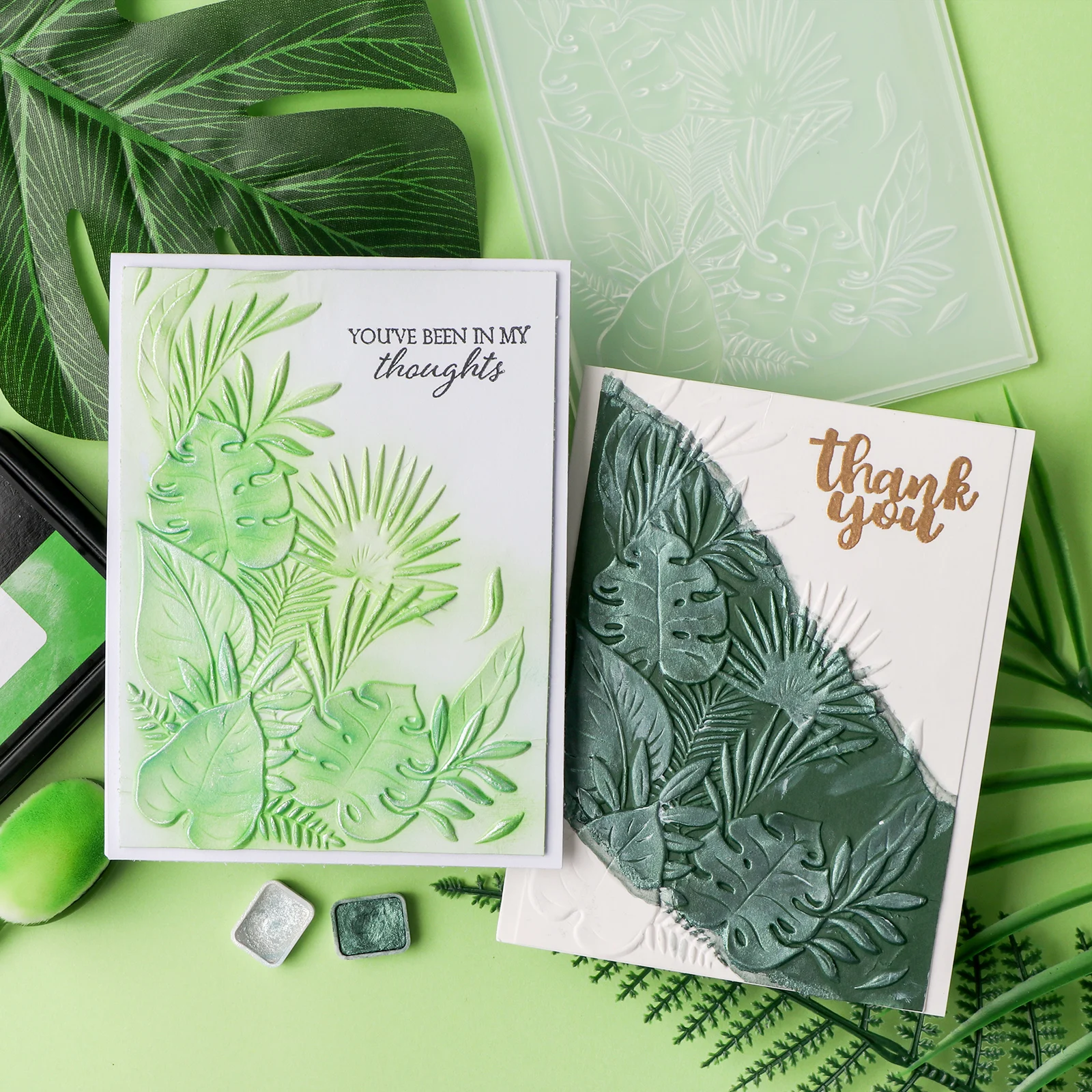 Тропический план Папка с 3D-тиснением и подходящие штампы для добавления