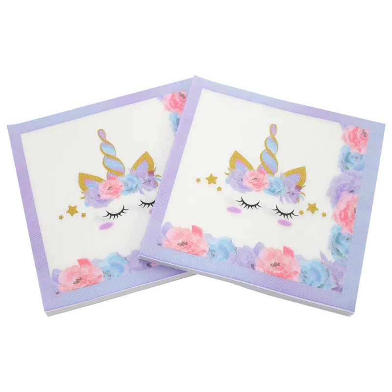 

20Pcs/Pack 33x33cm Disposable Unicorn Printed Table Dinner Tissue Napkins Paper Wedding Birthday Party Decor