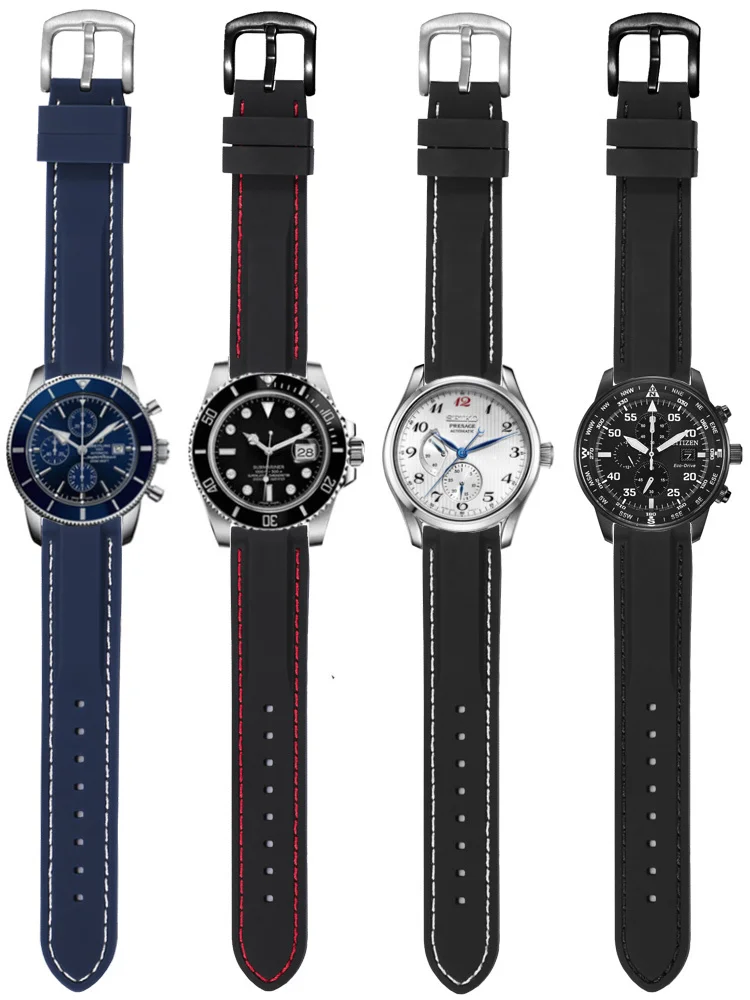 Ремешок резиновый для часов Tissot Seiko Casio Citizen сменный оригинальный быстросъемный