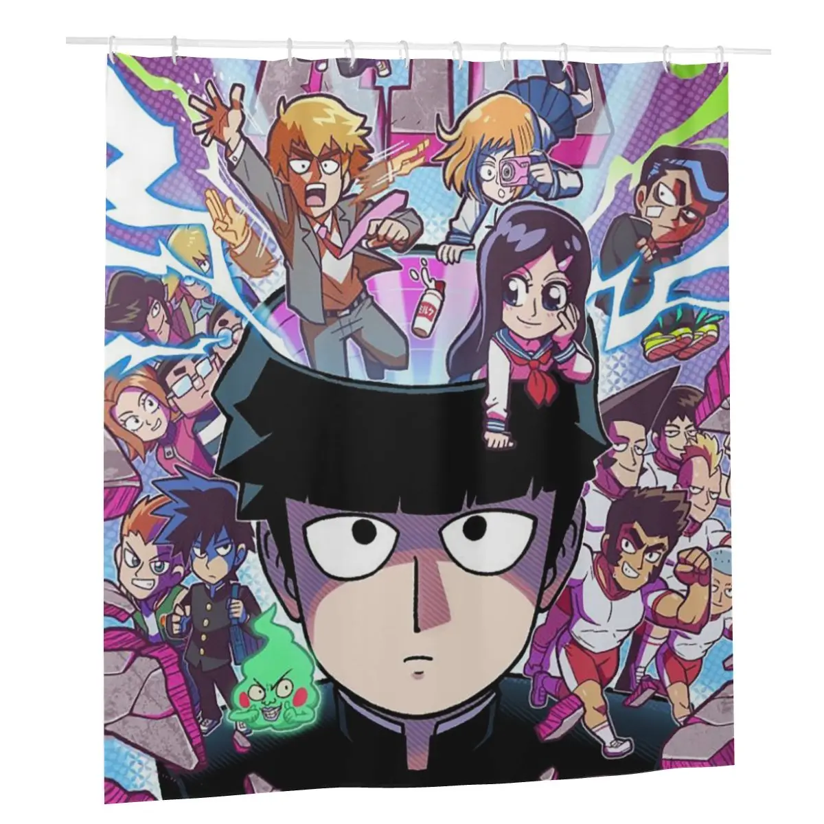

Kageyama Shigeo Shower Curtains Bathroom Bath Curtain Anti-peeping Mob Psycho 100 Extra Large Wide Curtains 183*183cm