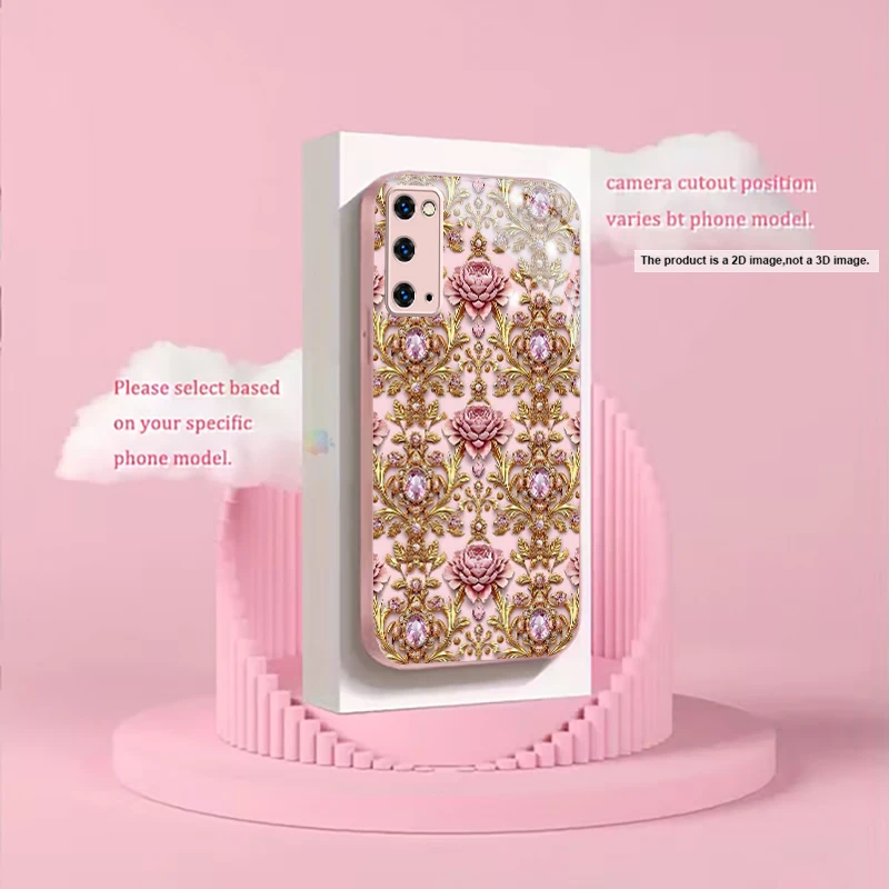 Фото Чехол для телефона Rococo Gem Peony Dream из розового металлического стекла для Samsung S26 Ultra S25 Edge S24 FE S23 Plus S22 S21 S20 S22+ S25 №3