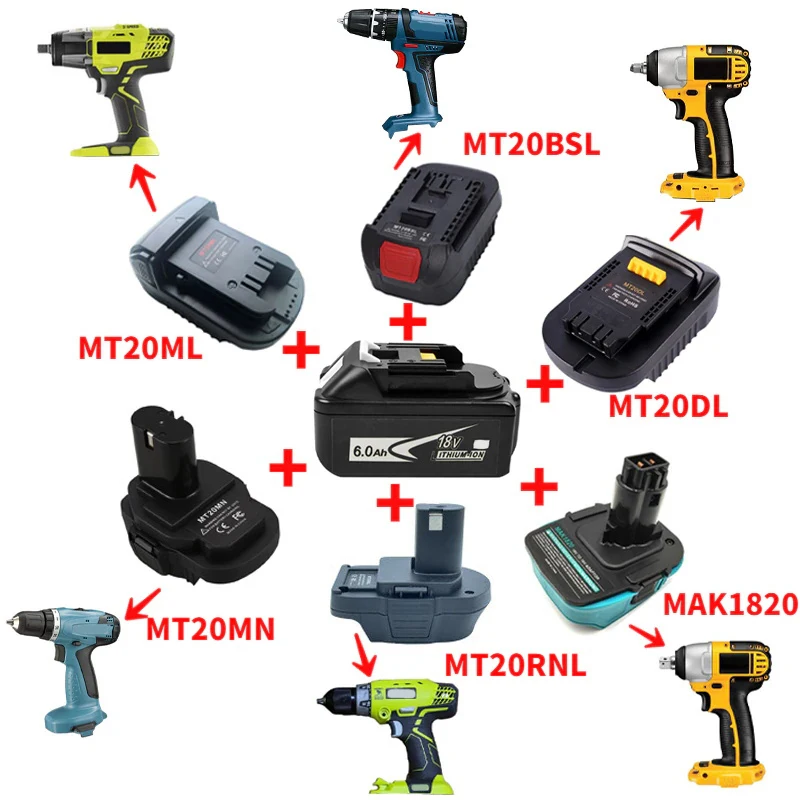 BL1830 Battery Adapter MT20BSL MT20ML MT20DL Converter For Makita 18V Li-ion Battery For Milwaukee/Bosch/Dewalt/Ryobi Power Tool