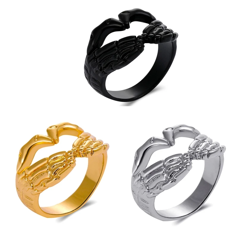 

Punk Gothic Heart Skull Hand Ring Fashion Couple Jewelry Valentine's Day Gift DropShip