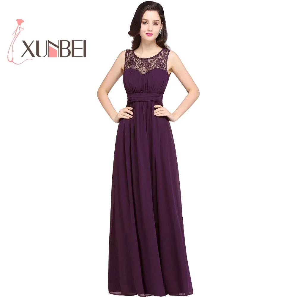 

Robe de soiree Burgundy Lace Bridesmaid Dresses Long Appliques Chiffon Prom Dresses Party Gowns