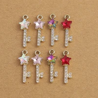 10pcs elegant crystal star key charms pendants for jewelry making diy necklaces earrings handmade keychains crafts accessories
